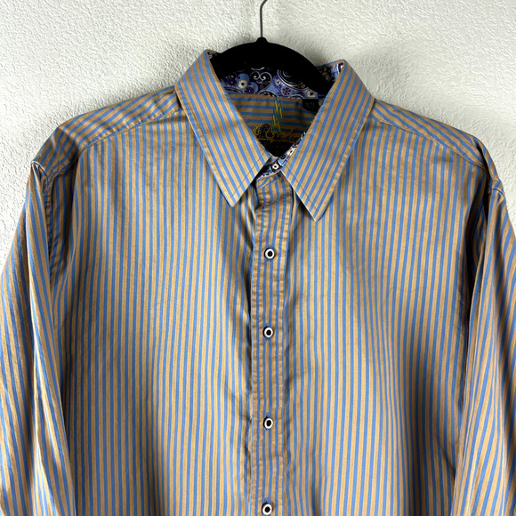 Robert Graham Shirt Mens XL Flip Cuff Striped Button Up Long Sleeve Career - Picture 2 of 14